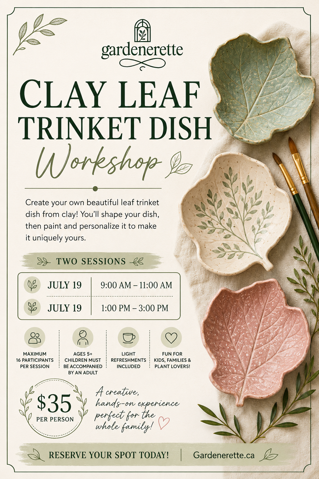 Clay Leaf Trinket Dish Workshop