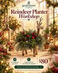 Gardenerette Reindeer Planter Workshop poster, $80 with materials and light refreshments included.